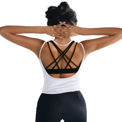 OYANUS Womens Summer Workout Tops Sexy Backless Yoga Shirts Open Back Activewear Running Sports Gym Tank Tops White XL