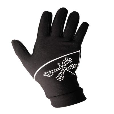 IceDress - Thermal Figure Skating Gloves Shine (Black with Rhinestones)(Size S (16-18))