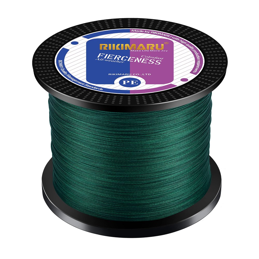 Braided Fishing Line Abrasion Resistant Superline Zero Stretch&Low Memory Extra Thin Diameter Green 1094Yds,180LB
