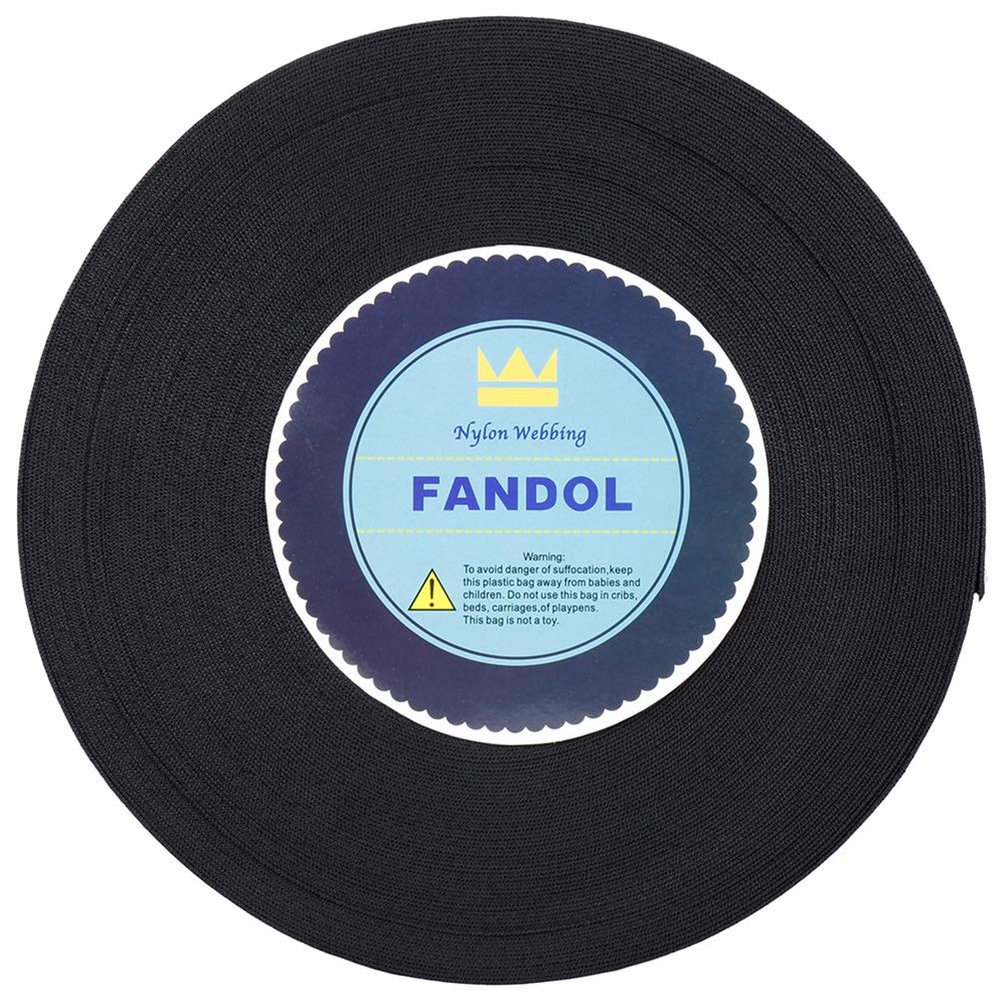 FANDOL Nylon Webbing - Heavy Duty Strapping for Crafting Pet Collars, Shoulder Straps, Slings, Pull Handles - Repairing Furniture, Gardening, Outdoor Gear & More (2 inch x 50 Yards, Black)