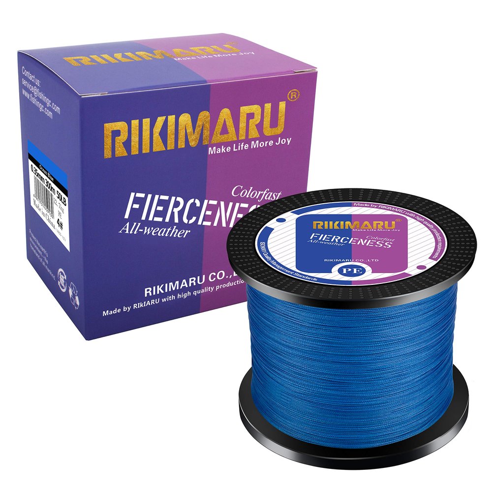 Braided Fishing Line Abrasion Resistant Superline Zero Stretch&Low Memory Extra Thin Diameter Blue 1094Yds,30LB