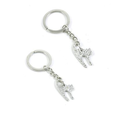 1 PCS Antique Silver Keyrings Keychains Key Ring Chains Tags Clasps T4JL2 Cat Kitten
