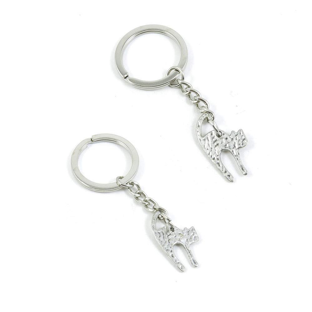 1 PCS Antique Silver Keyrings Keychains Key Ring Chains Tags Clasps T4JL2 Cat Kitten