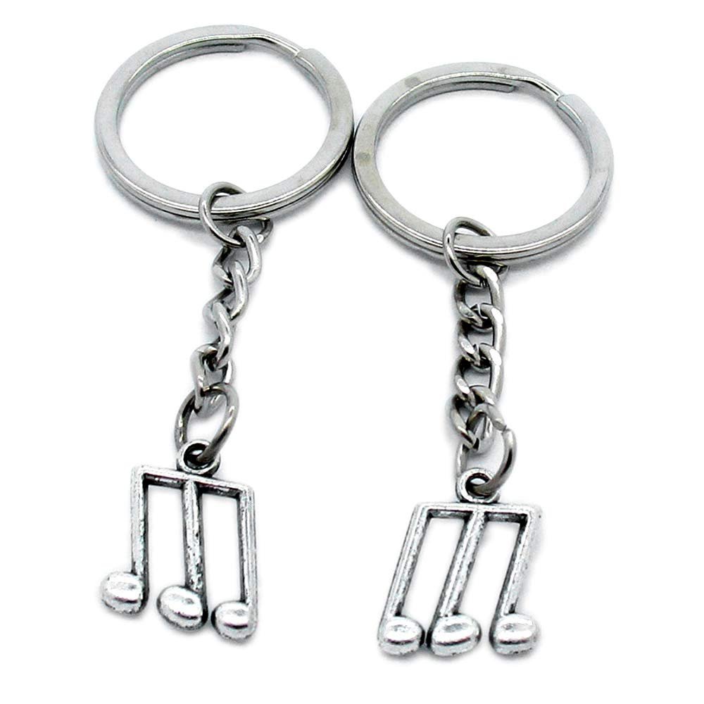 5 Items Metal Keychain Keyring Key Tags Chains Rings Jewelry Bag Charms K7XO7 Music Musical Note