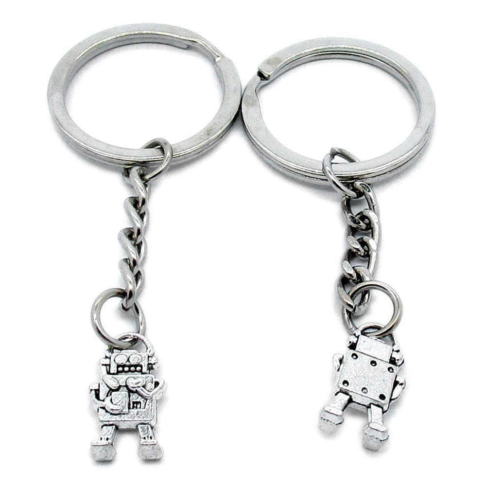 5 Items Metal Keychain Keyring Key Tags Chains Rings Jewelry Bag Charms X2UZ2 Robot