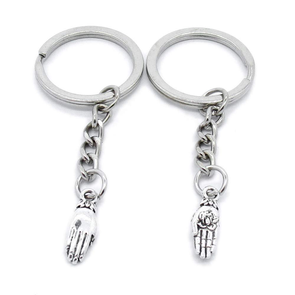 5 Items Metal Keychain Keyring Key Tags Chains Rings Jewelry Bag Charms RB5Y4 Buddha Lotus Hand