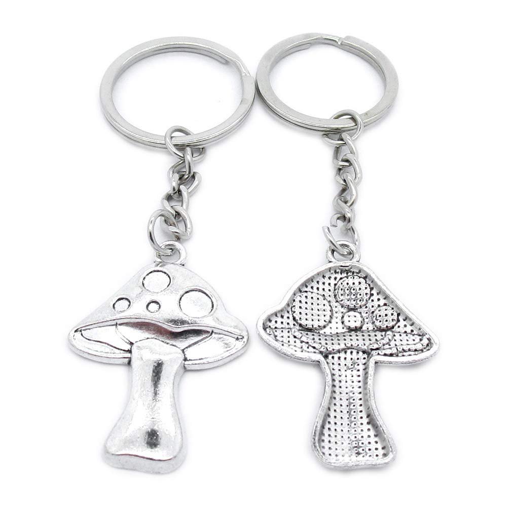 5 Items Metal Keychain Keyring Key Tags Chains Rings Jewelry Bag Charms YE5Q7 Mushroom