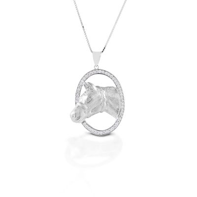Kelly Herd Oval Halter Horsehead Necklace - Sterling Silver Sterling Silver