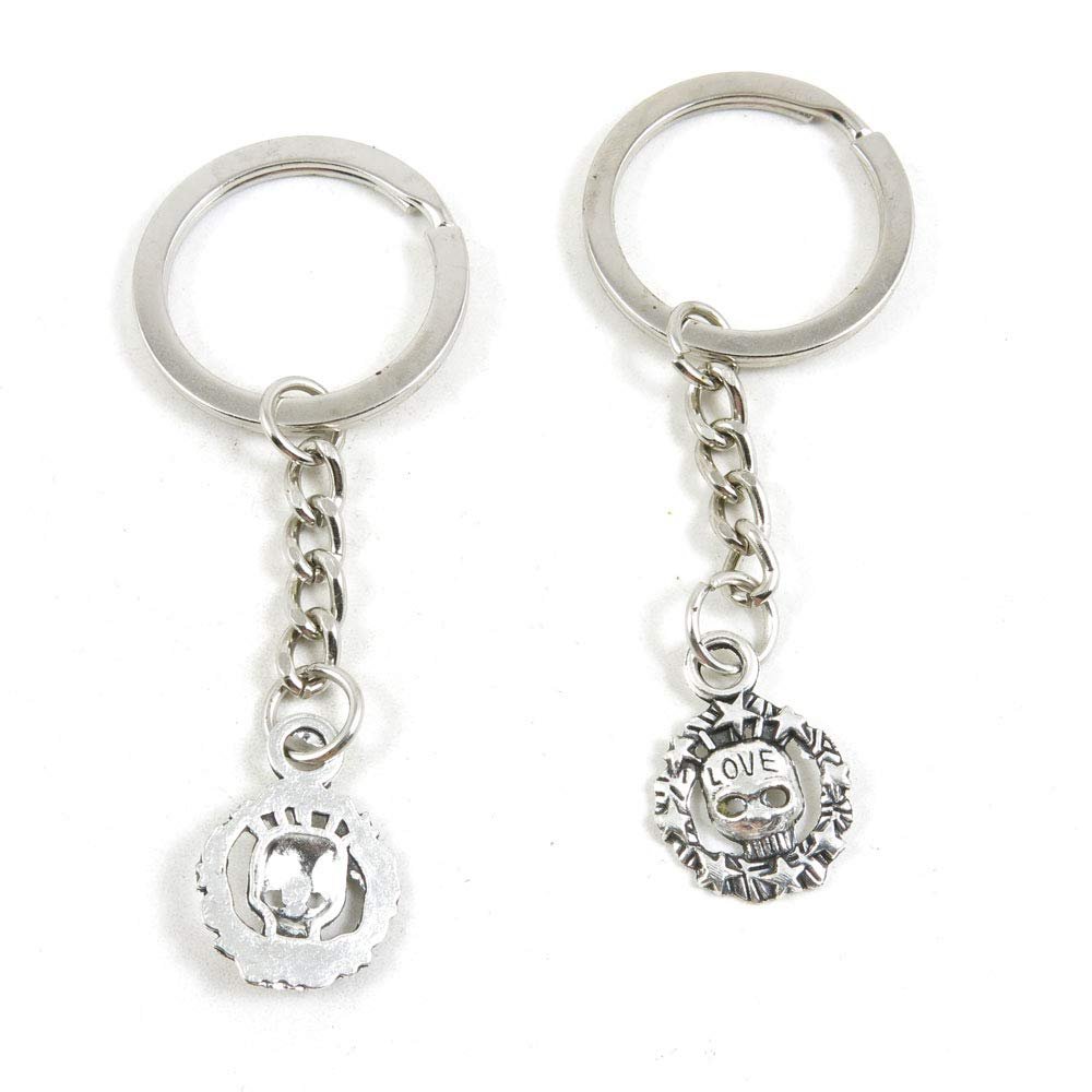 20 Items Metal Keychain Keyring Key Tags Chains Rings Jewelry Bag Charms Z6PX3 Love Star Skull