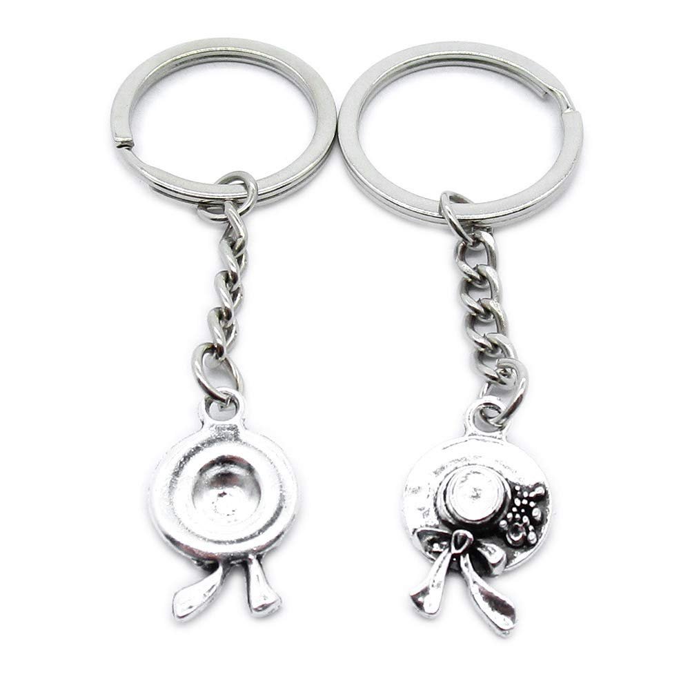 1 Item Metal Keychain Keyring Key Tags Chains Rings Jewelry Bag Charms SX4O9 Lady Straw Hat