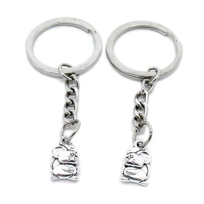 100 Items Metal Keychain Keyring Key Tags Chains Rings Jewelry Bag Charms Z7VA6 Mouse Rat Chinese Zodiac