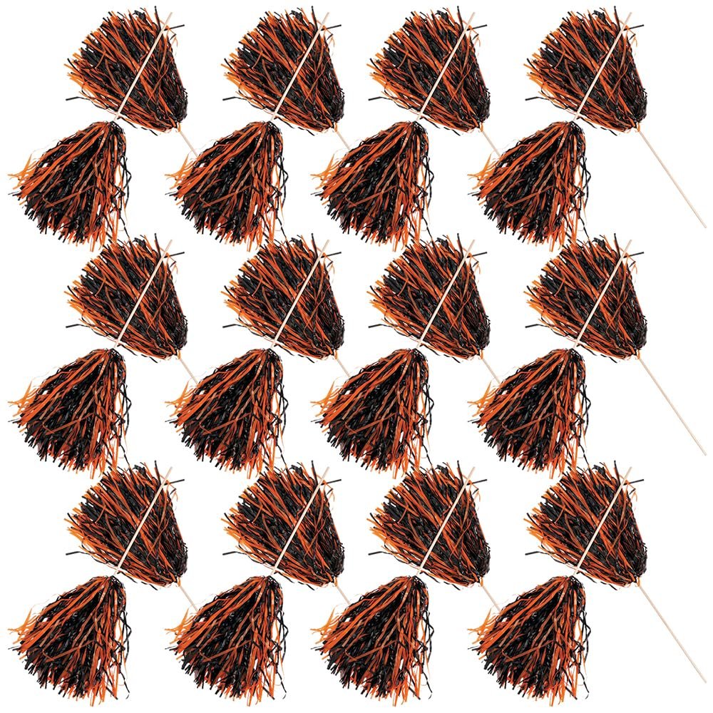Fun Express - 2tone Spirit PoM-Org/Blck - Toys - Active Play - Pom - Poms - 24 Pieces