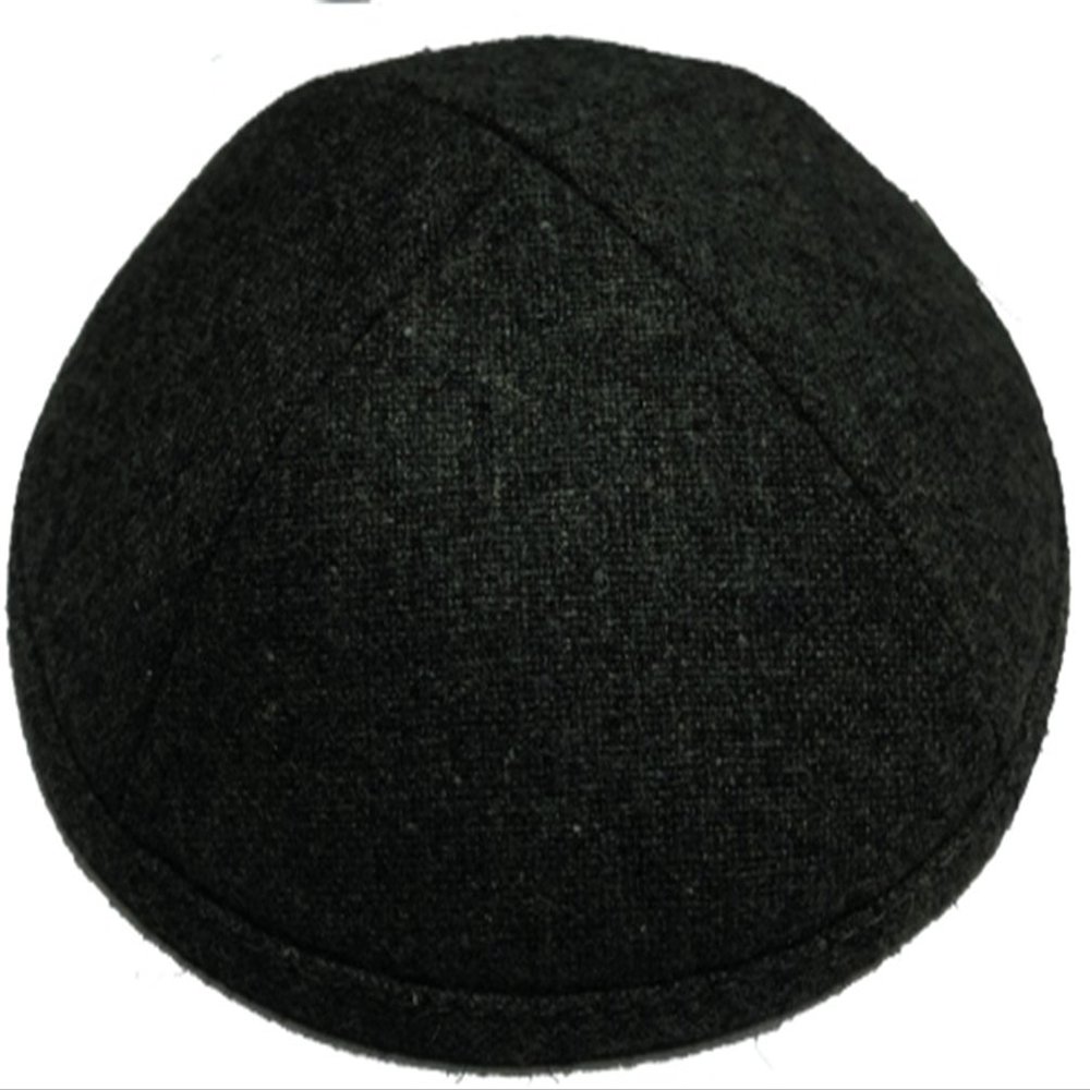 A1 Skullcap Wool Fabric Kippot Single or Bulk Kippah Optional Custom Imprinting Inside for Your Speacial Event Black