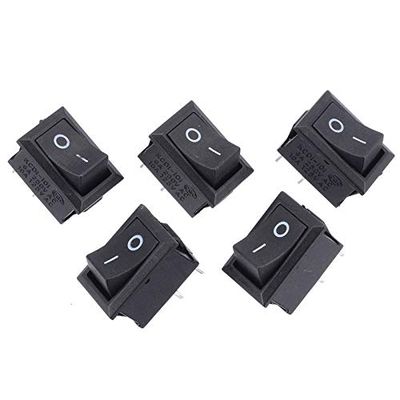 5pcs Mini Boat Rocker Switch 2 Pin SPST On/Off Momentary Off Rocker Switch AC 250V/6A 125V/10A Black 15 * 21mm