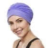 Beemo Swim Caps for Women Swimming Turban Polyester Latex Lined Pleated for Ladies - Purple view 2