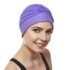 Beemo Swim Caps for Women Swimming Turban Polyester Latex Lined Pleated for Ladies - Purple view 3