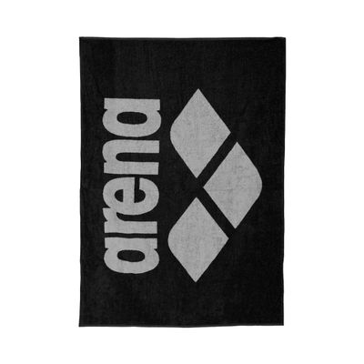 ARENA Soft Cotton Pool Beach Swim Towel, Packable Large 100% Terry Cotton Sports Gym Towel, 59 x 35 Inches, Black/Gray