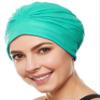 Beemo Swim Caps for Women Swimming Turban Polyester Latex Lined Pleated for Ladies - Green view 1
