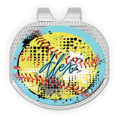 YouCustomizeIt Personalized Softball Golf Ball Marker - Hat Clip - Silver