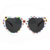 Girls Child Size Heart Shape Cute Plastic Fashion Sunglasses Flag Red view 2