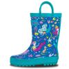 LONECONE Rain Boots with Easy-On Handles in Fun Patterns for Boys and Girls, Play-Proof Flexible Rubber, Durable Non-Slip Treads, Kid-Friendly for Hours of Joy - Bootiful Mermaids, 4 Big Kid view 1
