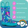 LONECONE Rain Boots with Easy-On Handles in Fun Patterns for Boys and Girls, Play-Proof Flexible Rubber, Durable Non-Slip Treads, Kid-Friendly for Hours of Joy - Bootiful Mermaids, 4 Big Kid view 2