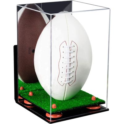 Football Display Case, Durable Clear Display Case with Mirror & Truf Base, Wall MountedCase for Full Size Footballs, Sports Memorabilia, Collectibles, Keepsakes, Autographed Balls Items (A060-OR)