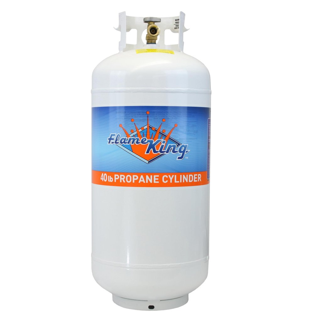 Flame King YSN401a 40 Pound Steel Propane Tank Cylinder with Overflow Protection Device Valve,White