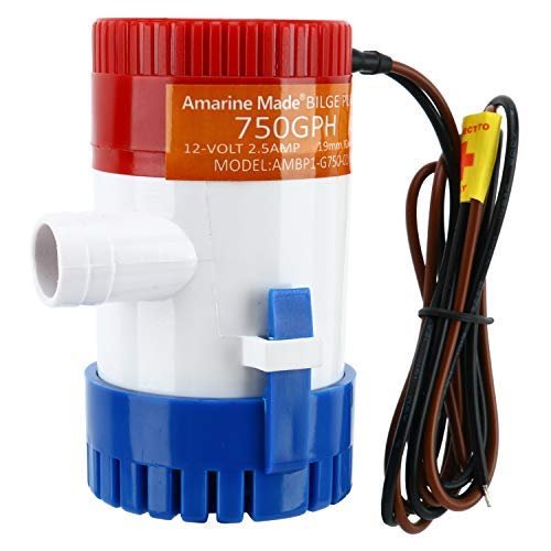 Amarine Made Bilge Pump, 12v Submersible Water Pump - 750gph for Ponds, Pools, Fishing Boats, RV and Marine Use