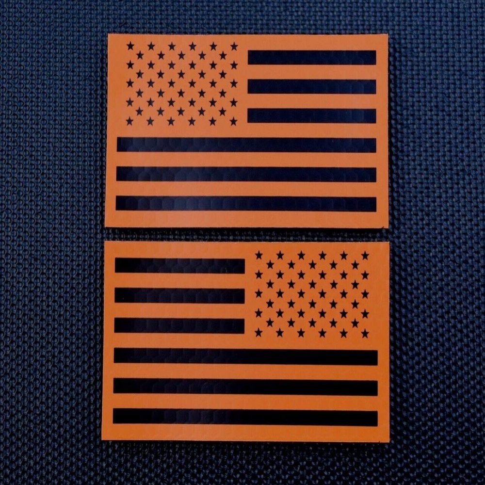 BritKitUSA SAR Infrared US Flag Patch Set Orange & Black Search & Rescue