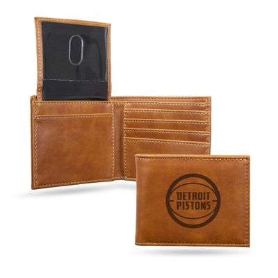 Rico Industries NBA Laser Engraved Billfold Wallet, Detroit Pistons, 3.5 x 4.25-"