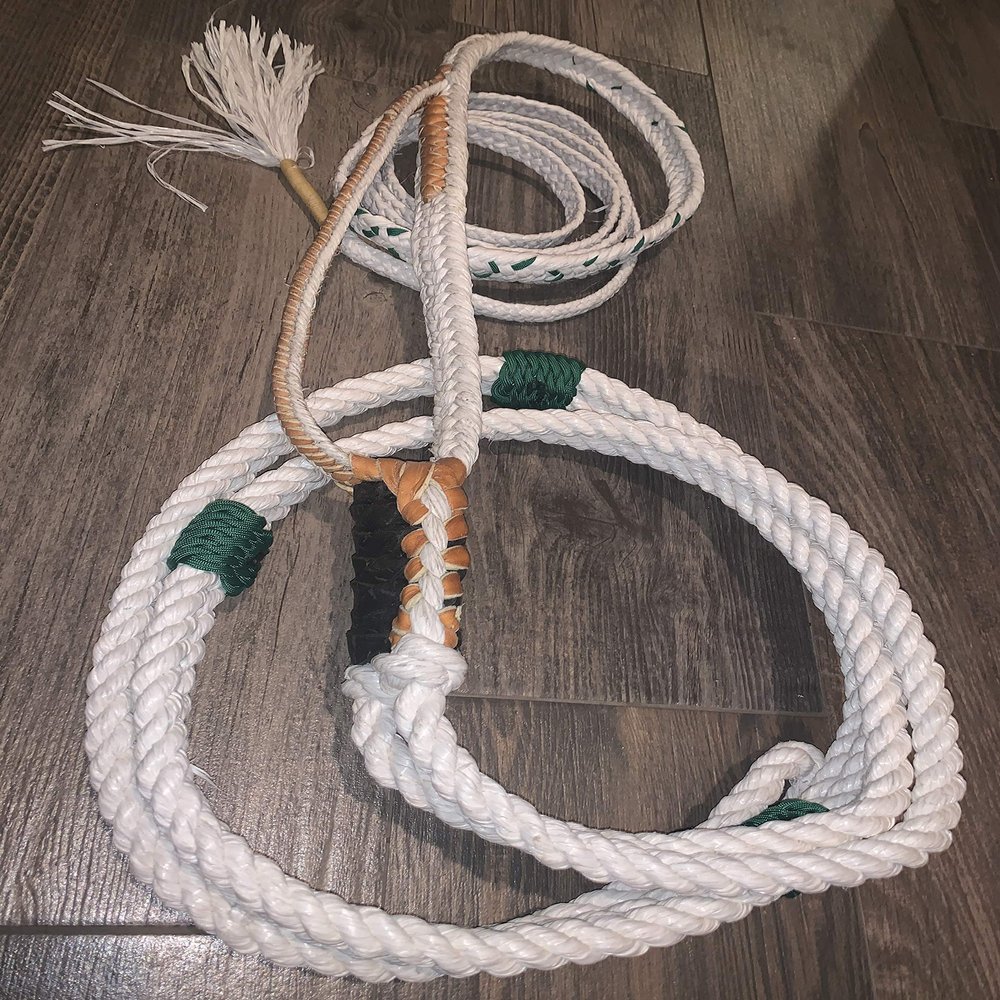 Alligator Bull Rope White Poly Pro 9x7 RH 3/4" x 3/4" Soft- Bull Riding - EPT Bull Ropes