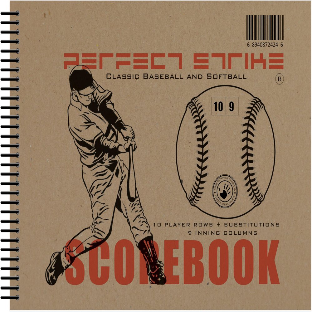 Perfect Strike Baseball Scorebook with Rules and Scoring Instructions. Heavy Duty. Youth or Adult Baseball and Softball. LS-10:9. (5 Book Value Pack)