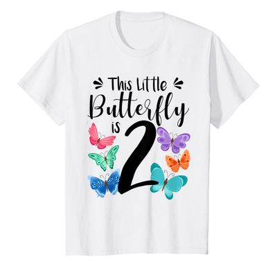 2 Year Old Butterfly Birthday Girls 2nd Girl Party Gift T-Shirt