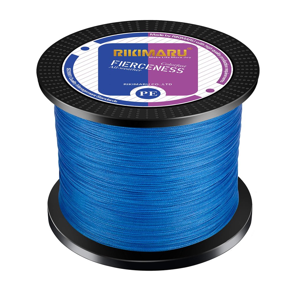 Braided Fishing Line Abrasion Resistant Superline Zero Stretch&Low Memory Extra Thin Diameter Blue 1094Yds,65LB
