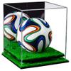 Better Display Cases Acrylic Mini - Miniature (not Full Size) Soccer Ball Display Case with Mirror Case, Green Risers and Turf Base (B03/A015) view 1