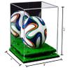 Better Display Cases Acrylic Mini - Miniature (not Full Size) Soccer Ball Display Case with Mirror Case, Green Risers and Turf Base (B03/A015) view 2