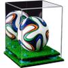 Better Display Cases Acrylic Mini - Miniature (not Full Size) Soccer Ball Display Case with Mirror Case, Light Blue Risers and Turf Base (B03/A015) view 1