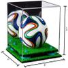 Better Display Cases Acrylic Mini - Miniature (not Full Size) Soccer Ball Display Case with Mirror Case, Light Blue Risers and Turf Base (B03/A015) view 2