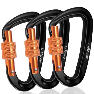 3 Heavy Duty Carabiner Clips 12kN (2697 lbs)-Lightweight Locking Carabiners for Securing PetsCamping, Hiking, HammockOutdoor and Gym etc, Keychains& Utility