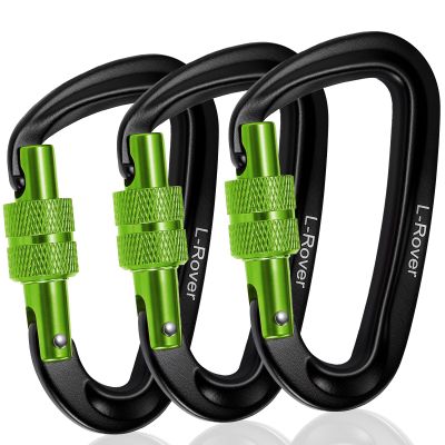 3 Heavy Duty Carabiner Clips 12kN (2697 lbs)-Lightweight Locking Carabiners for Securing PetsCamping, Hiking, HammockOutdoor and Gym etc, Keychains& Utility
