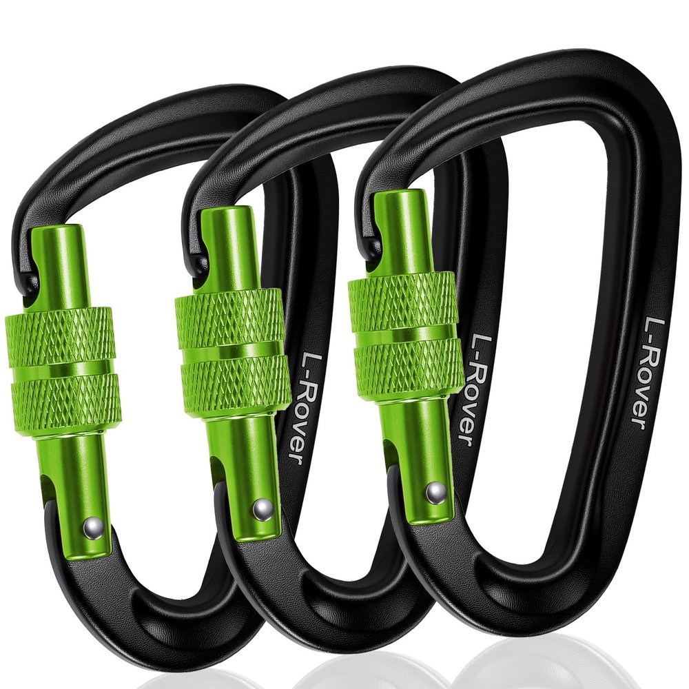 3 Heavy Duty Carabiner Clips 12kN (2697 lbs)-Lightweight Locking Carabiners for Securing PetsCamping, Hiking, HammockOutdoor and Gym etc, Keychains& Utility
