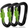 3 Heavy Duty Carabiner Clips 12kN (2697 lbs)-Lightweight Locking Carabiners for Securing PetsCamping, Hiking, HammockOutdoor and Gym etc, Keychains& Utility view 1