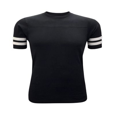 ILTEX Adult & Kids Sportswear Athlete Jersey | Crew Neck and Short Sleeve Stripes T-Shirt | Two Contrast Colors Stripes with Pure Cotton and Polyester (Black, 12 Years)