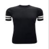 ILTEX Adult & Kids Sportswear Athlete Jersey | Crew Neck and Short Sleeve Stripes T-Shirt | Two Contrast Colors Stripes with Pure Cotton and Polyester (Black, 12 Years) view 1