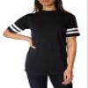 ILTEX Adult & Kids Sportswear Athlete Jersey | Crew Neck and Short Sleeve Stripes T-Shirt | Two Contrast Colors Stripes with Pure Cotton and Polyester (Black, 12 Years) view 2