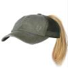 C.C Ponycap Messy High Bun Ponytail Adjustable Mesh Trucker Baseball Cap Hat, Distressed Khaki view 2