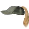 C.C Ponycap Messy High Bun Ponytail Adjustable Mesh Trucker Baseball Cap Hat, Distressed Khaki view 3