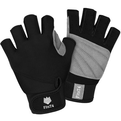 FitsT4 Sports Half Finger Padded Palm Gloves for Diving, Sailing, Jet Skiing, Stand-UP Boarding, Kayaking and Water Skiing, Suitable for Men&Women&Youth Black XL