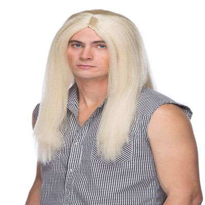 20" Long Parted Wig Color 22 Blonde - Sepia Wigs Waynes World Garth Indian Rocker Warrior Ozzi Witch Synthetic Halloween Cosplay Disfraz Peluca Bundle MaxWigs Costume Wig Care Booklet